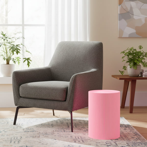 Table d'appoint / Socle - Cylindre - MDF - Rose fluo - 30 x 54 cm