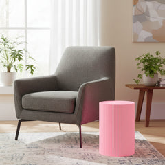 Table d'appoint / Socle - Cylindre - MDF - Rose fluo - 30 x 54 cm