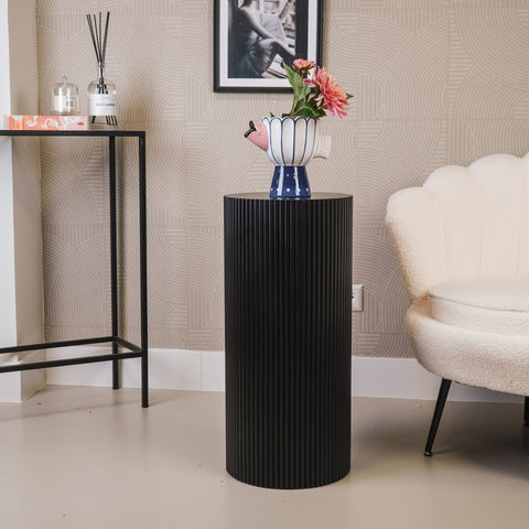 Side Table / Pillar - Cylinder - MDF - Black - 30 x 65 cm