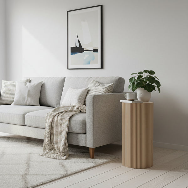 Table d'appoint / Colonne - Cylindre - MDF - Sable - 30 x 65 cm