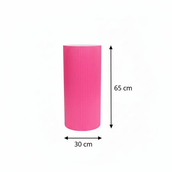 Table d'appoint / Socle - Cylindre - MDF - Rose fluo - 30 x 65 cm