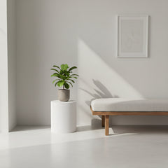 Table d'appoint - cylindrique - MDF - blanc - 39 x 45 cm