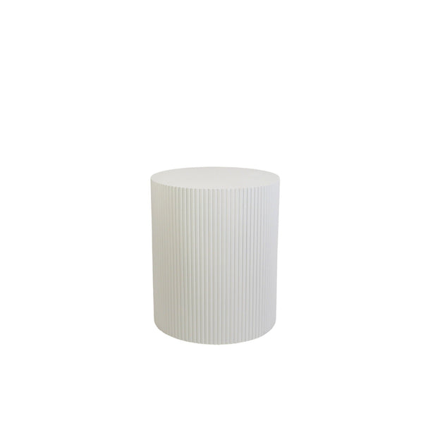 Table d'appoint - cylindrique - MDF - blanc - 39 x 45 cm