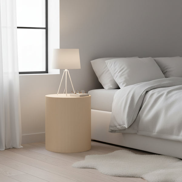 Table d'appoint - Cylindrique - MDF - Sable - 39 x 45 cm