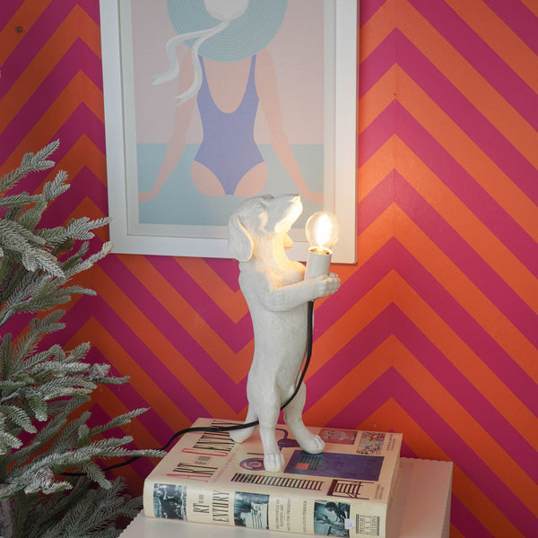 Lamp - Dachshund - Polyresin - Sand - 10x15x38cm