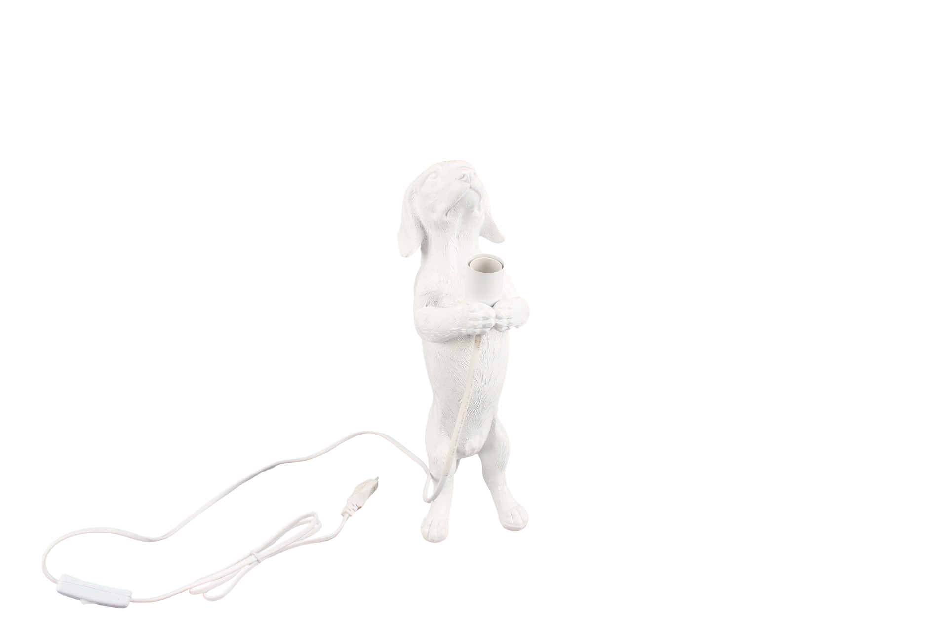 Lamp - Teckel - Polyresin - Wit - 10x15x38cm