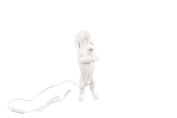 Lamp - Teckel - Polyresin - Wit - 10x15x38cm
