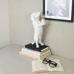 Lamp - Teckel - Polyresin - Wit - 10x15x38cm