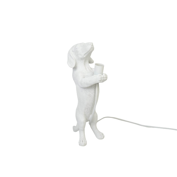 Lamp - Teckel - Polyresin - Wit - 10x15x38cm