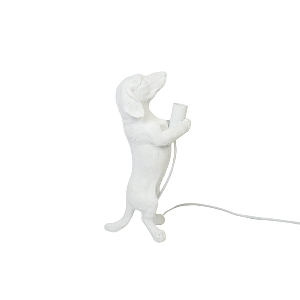Lamp - Teckel - Polyresin - Wit - 10x15x38cm
