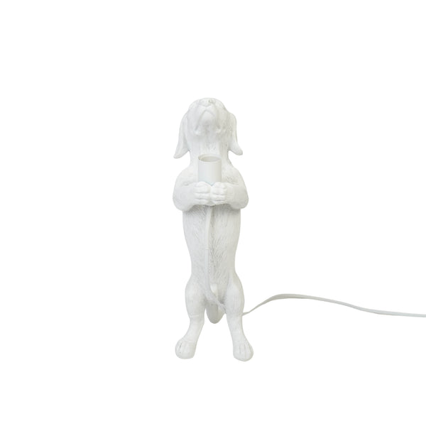 Lamp - Teckel - Polyresin - Wit - 10x15x38cm