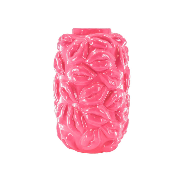 Vase - Kisses - Ceramic - Neon Pink - 17 x 17 x 27 cm