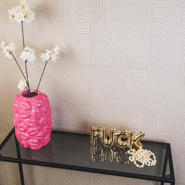 Vase - Kisses - Ceramic - Neon Pink - 17 x 17 x 27 cm