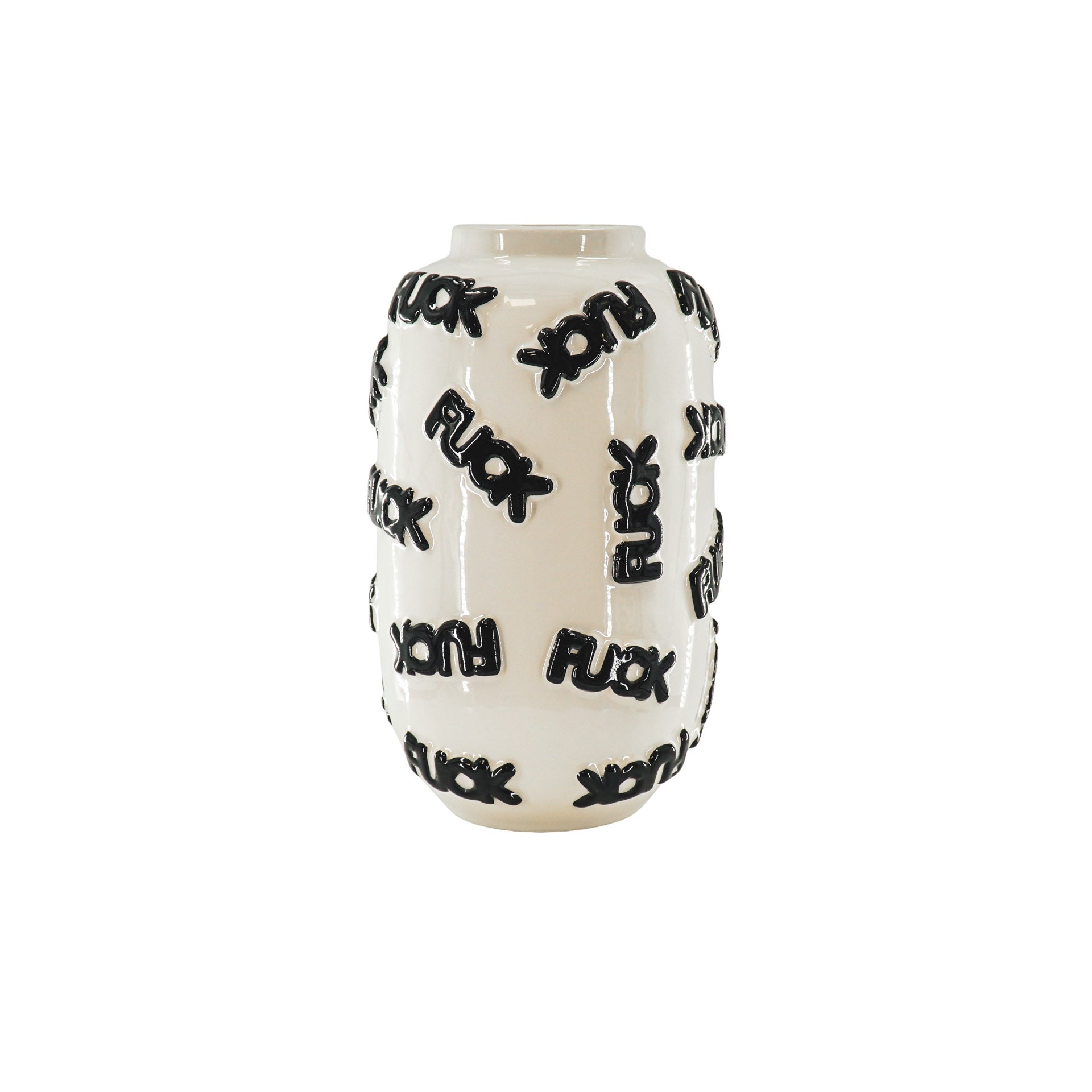 Vase - « FUCK » - Céramique - Blanc/Noir - 17x17x27cm
