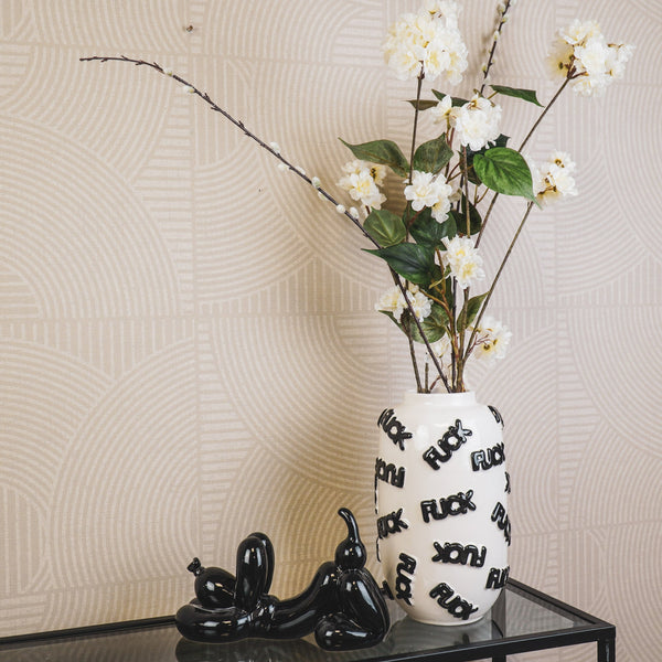 Vase - « FUCK » - Céramique - Blanc/Noir - 17x17x27cm