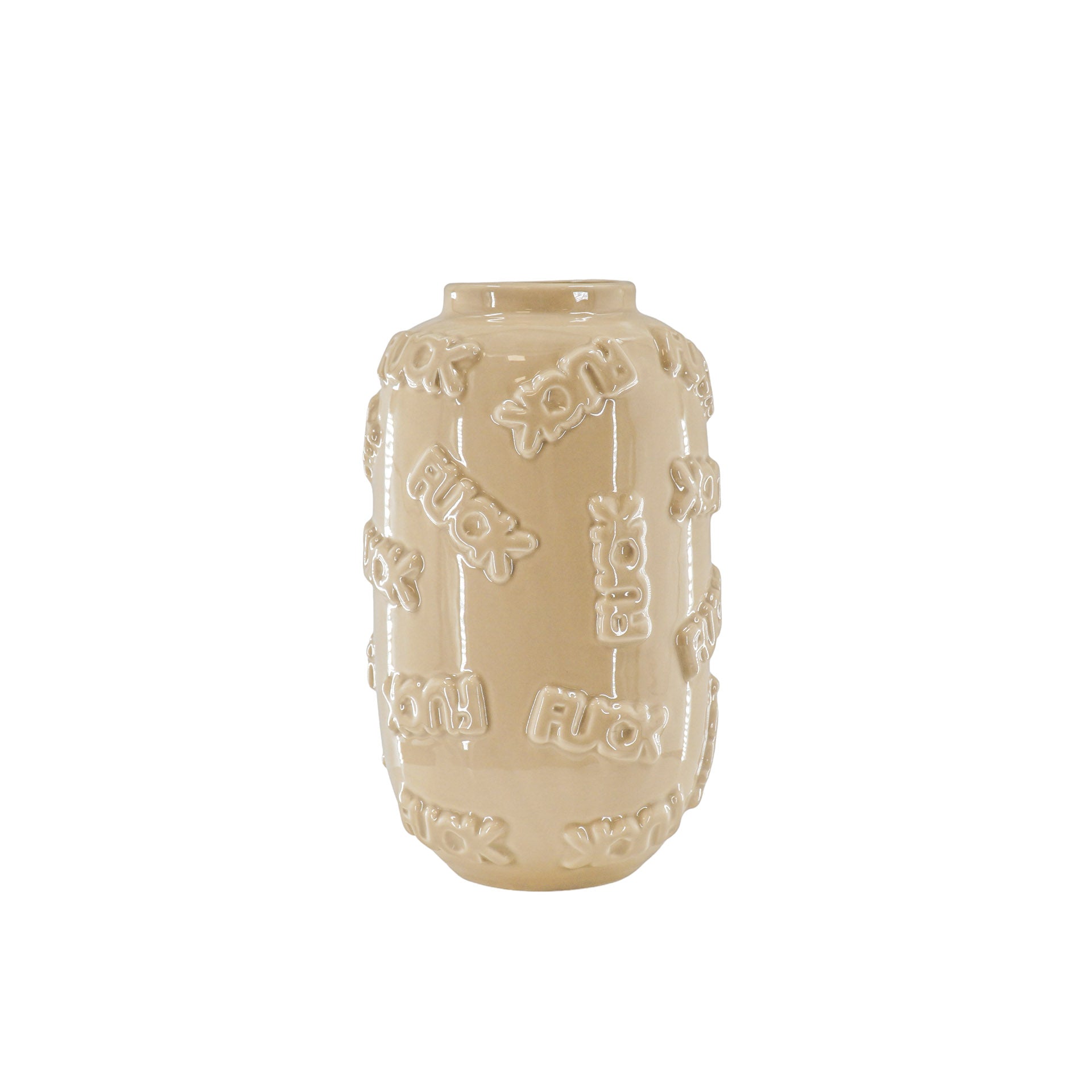 Vase - 'FUCK' - Ceramics - Beige - 17x17x27cm