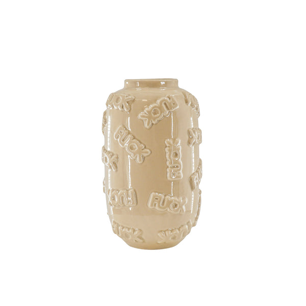Vase - 'FUCK' - Ceramics - Beige - 17x17x27cm