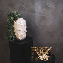 Vase - 'FUCK' - Ceramics - Beige - 17x17x27cm