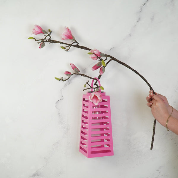 Lamp - Lantern - Solar - Metal - Pink - 14 x 32.5 cm