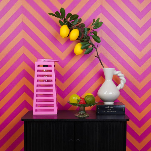 Lamp - Lantern - Solar - Metal - Pink - 14 x 32.5 cm