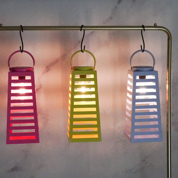 Lamp - Lantern - Solar - Metal - Pink - 14 x 32.5 cm