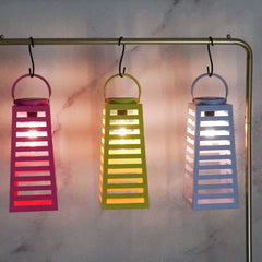 Lamp - Lantern - Solar - Metal - Purple - 14 x 32.5 cm