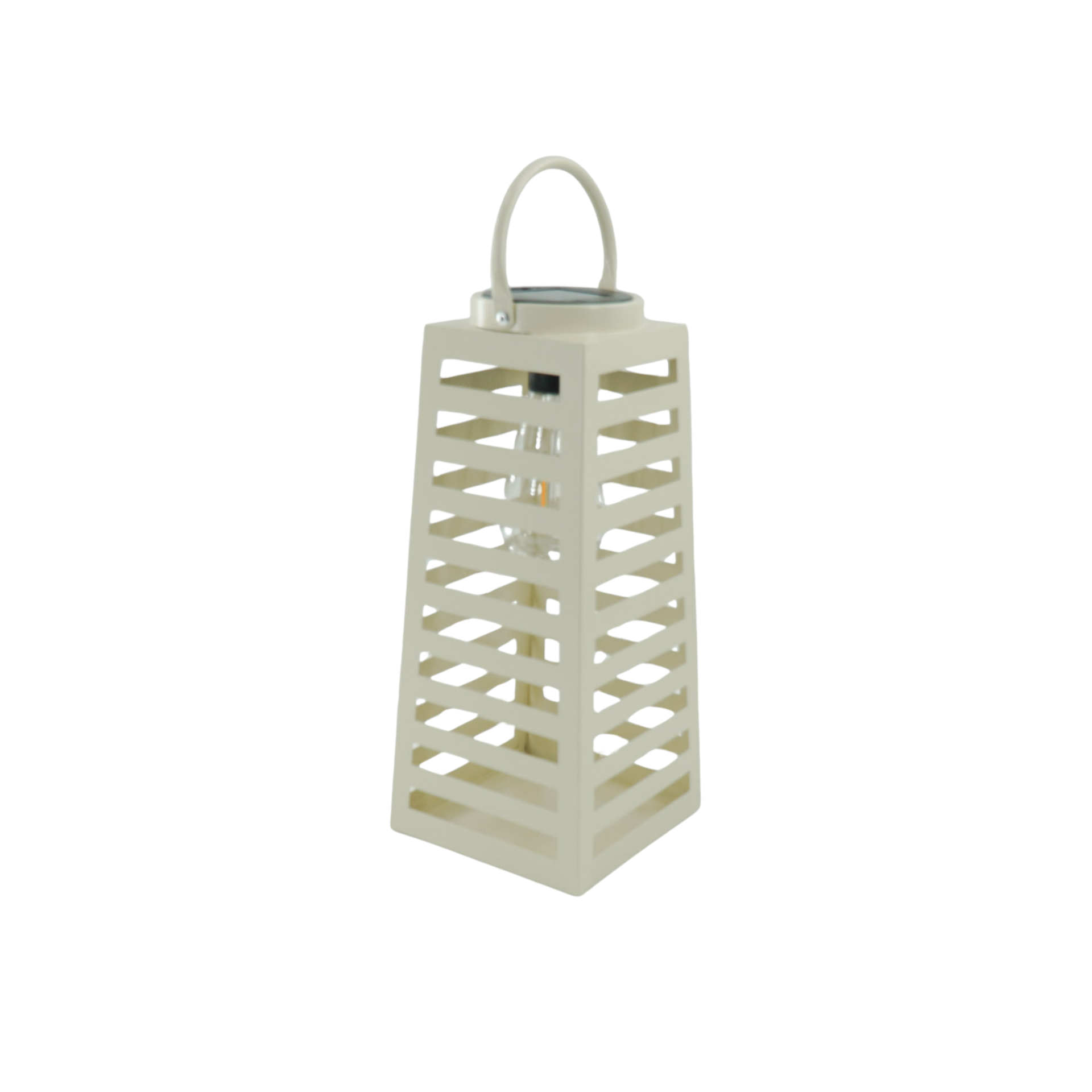 Lampe - Lanterne - Solaire - Métal - Sable - 14 x 32.5 cm