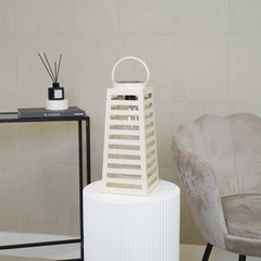 Lampe - Lanterne - Solaire - Métal - Sable - 14 x 32.5 cm