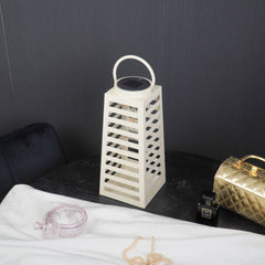 Lampe - Lanterne - Solaire - Métal - Sable - 14 x 32.5 cm