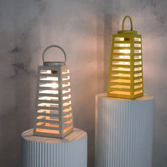 Lampe - Lanterne - Solaire - Métal - Sable - 14 x 32.5 cm