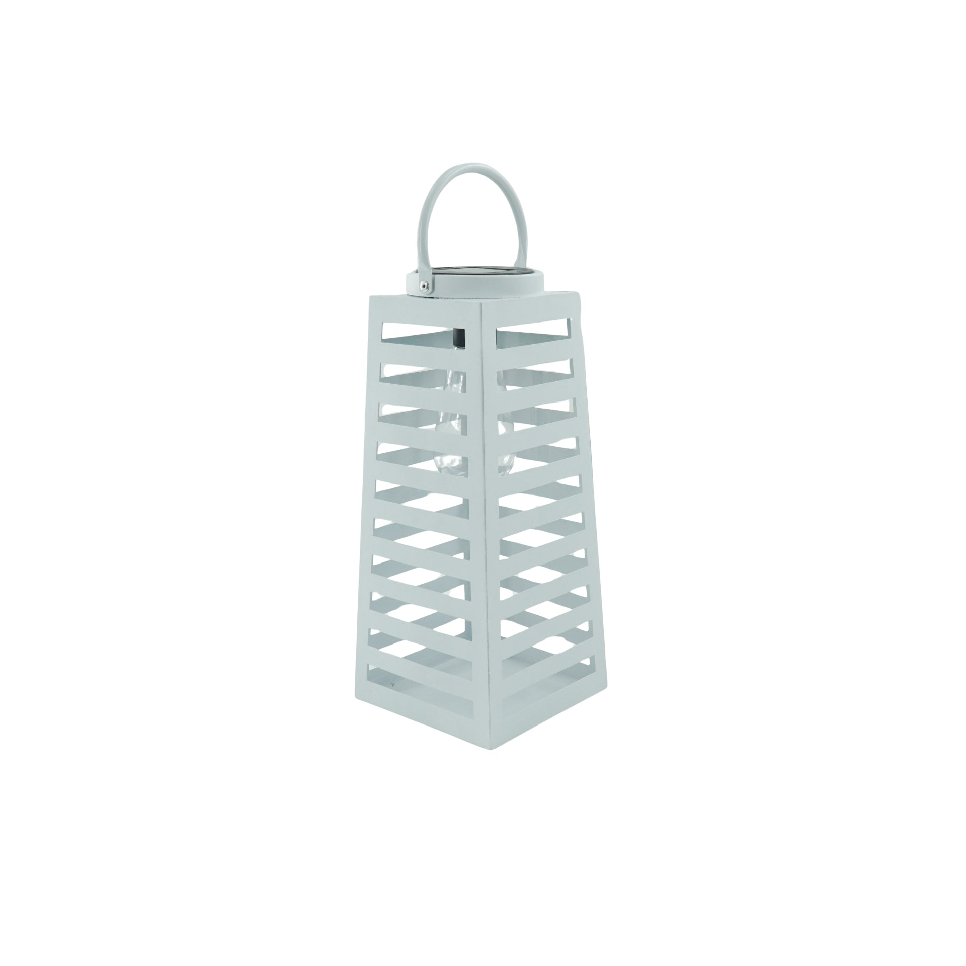 Lamp - Lantern - Solar-powered - Metal - White - 14 x 32.5 cm