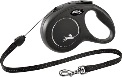FLEXI Classic Cord Retractable Leash Black S 8 m