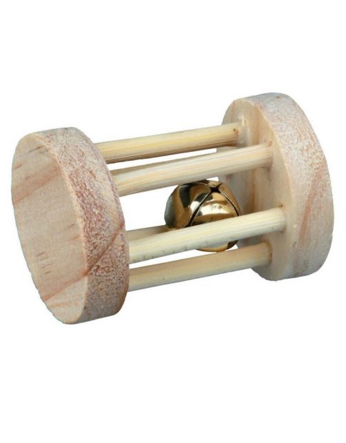 TRIXIE wooden play roll with bell 7 x 5 cm