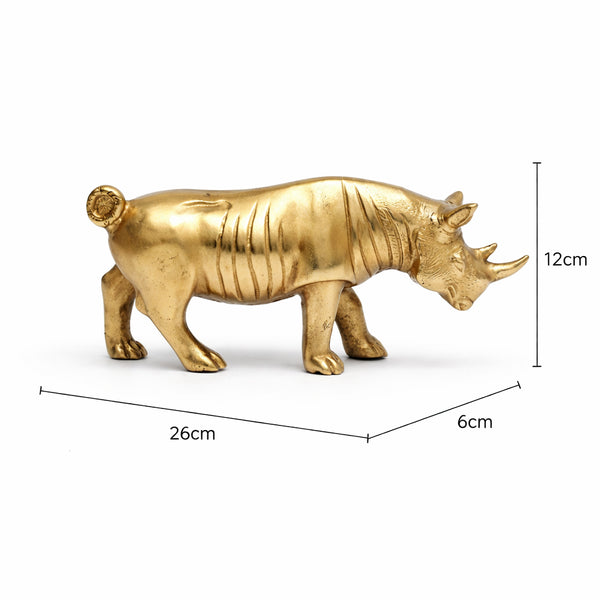 Luxe Neushoorn Beeldje | Handgemaakt Aluminium Woondecoratie | Goud