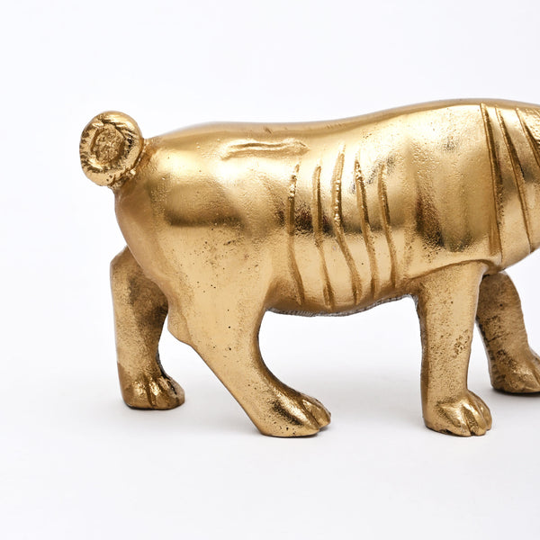 Luxe Neushoorn Beeldje | Handgemaakt Aluminium Woondecoratie | Goud