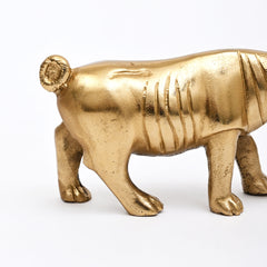 Luxe Neushoorn Beeldje | Handgemaakt Aluminium Woondecoratie | Goud