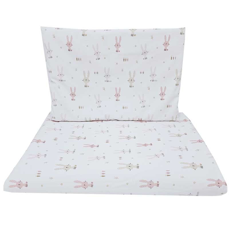 Parure de lit imprimée en coton - 2 pièces 120x90 cm LAPIN