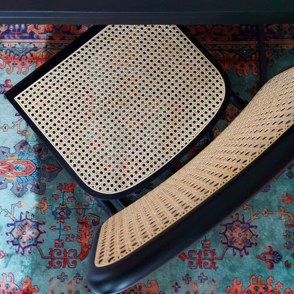 Workliving Low Dining Chair - Black Rattan Design
