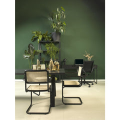 Workliving Low Dining Chair - Black Rattan Design