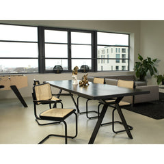 Workliving Low Dining Chair - Black Rattan Design