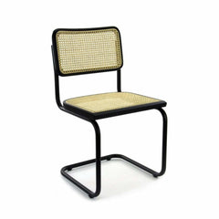 Set of 4 Dining Chair Rattan Design Black Bas