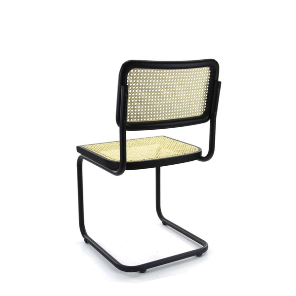 Set of 4 Dining Chair Rattan Design Black Bas