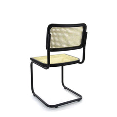 Set of 4 Dining Chair Rattan Design Black Bas