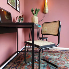 Set of 4 Dining Chair Rattan Design Black Bas