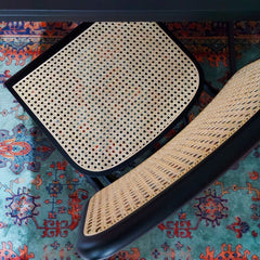 Set of 4 Dining Chair Rattan Design Black Bas