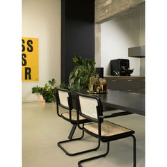 Set of 4 Dining Chair Rattan Design Black Bas