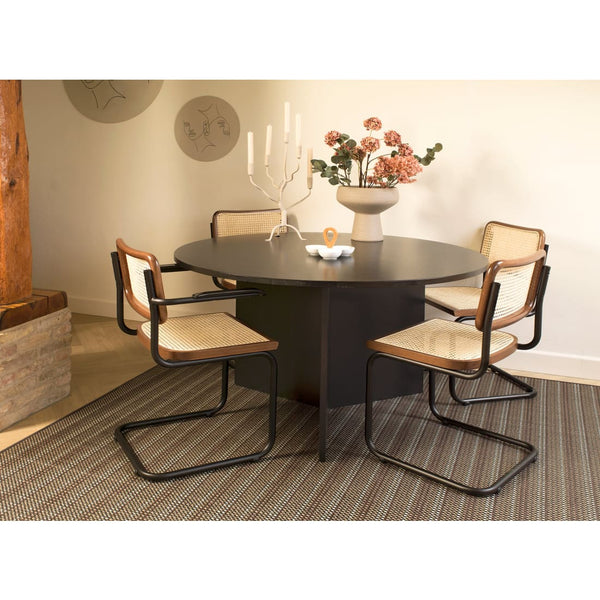 Set of 4 Dining Chair Rattan Design Black Bas