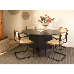 Set of 4 Dining Chair Rattan Design Black Bas