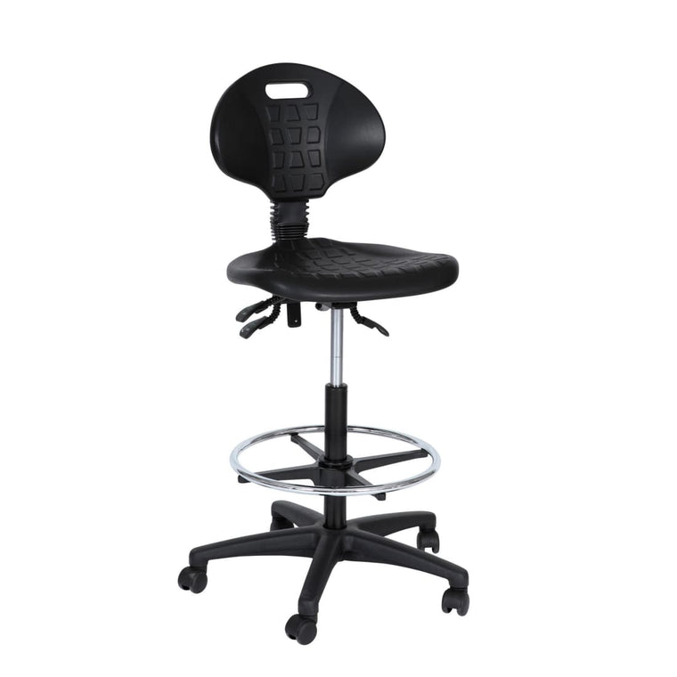 Workliving Work Chair B PUR High - Nylon base - Wheels - Foot ring - Counter chair - Cashier chair - (Unassembled)