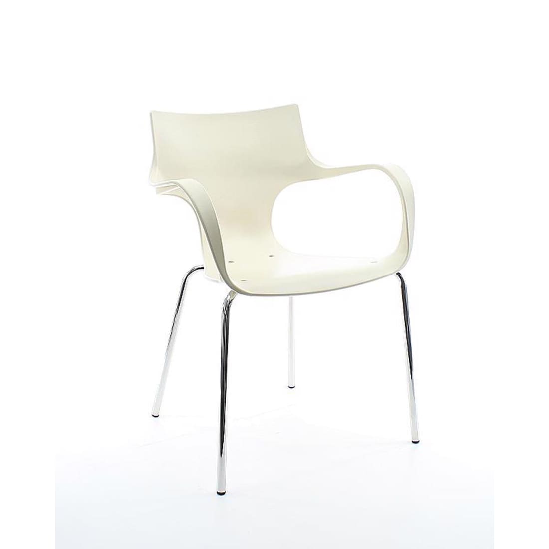 "Workliving Stackable Chair Jim - Vanilla Aluminum Base"
